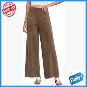 Wide Leg Palazzo Pants Elastic Waist Cotton Casual Boho Lounge Wear